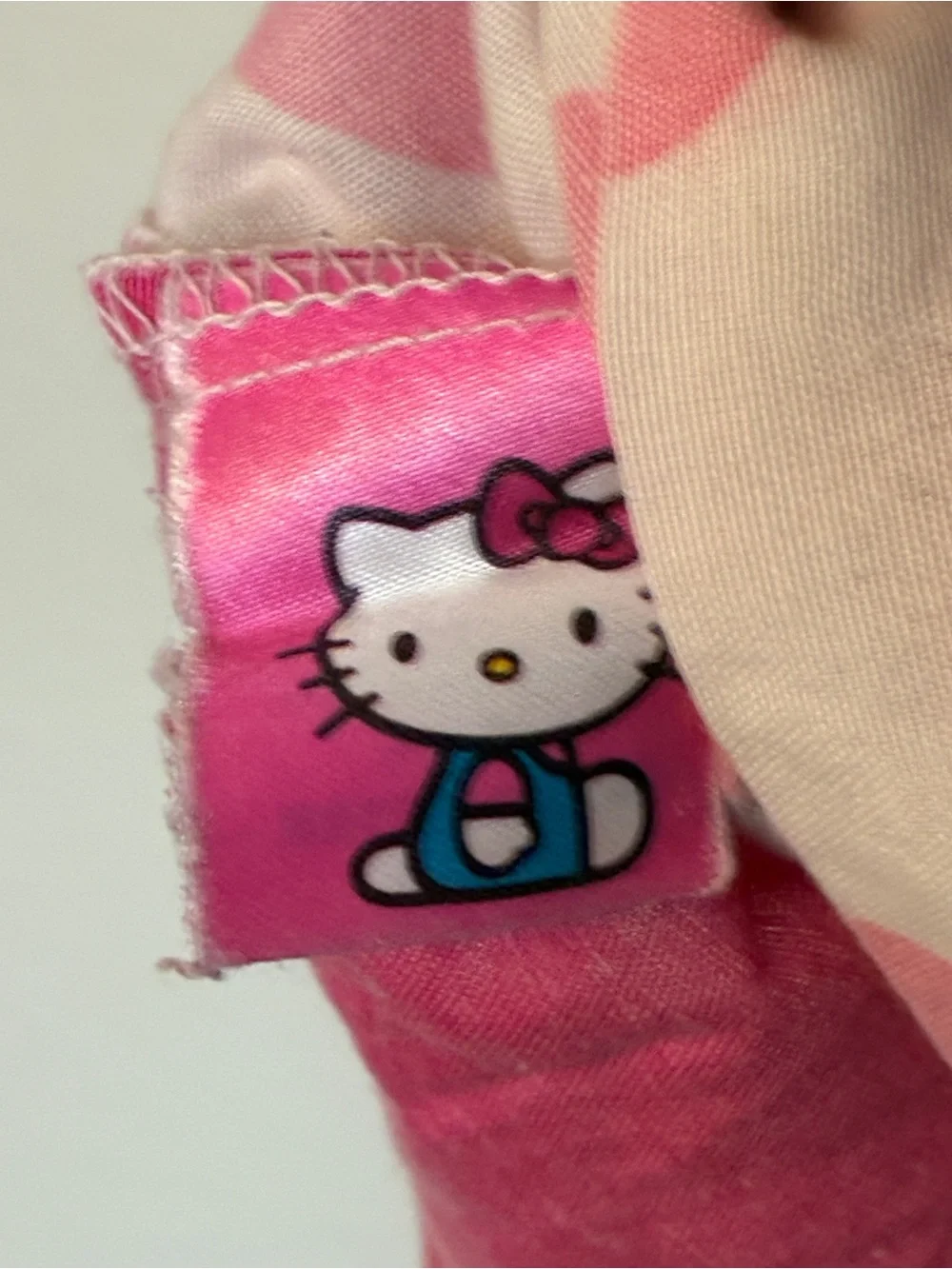 RARE Vintage Y2K Hello Kitty Sanrio Pillow Case Pink Polka Dot Stripes Cotton